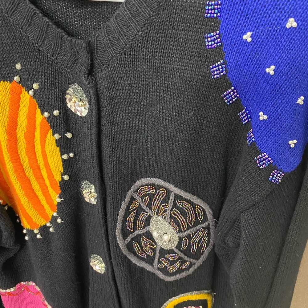 Vintage 80’s one of a kind slouchy artsy sequin & knit sweater - Picture 3 of 6
